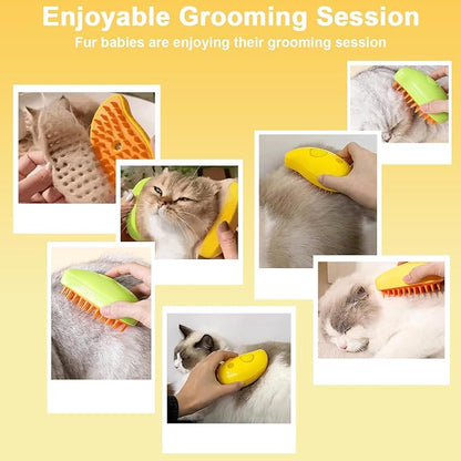 Nepfaivy Cat Steam Brush for Shedding - 3 in 1 Pet Steam Brush for Dog and Cat, Rechargeable Steamy Cat Brush, Spritz Defur Comb for Cats, Steamer Brush for Massage, Grooming and Removing Loose Hair