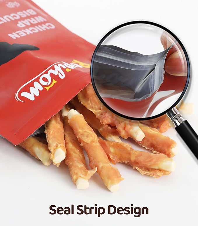 16OZ High Protein Chicken Biscuits Dog Treats, Chicken Wrapped Dog Biscuits Rawhide Free Soft Chewy Treats Training for Dogs