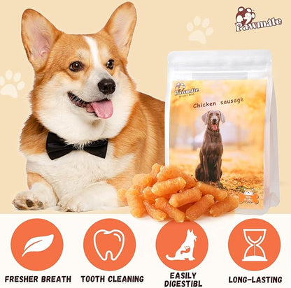 Dog Treats Chicken Sausage, Natural Chicken Jerky Training Treats for Dogs with Glucosamine, Chondroitin, MSM and Taurine, Low Fat Soft Chewy Snacks 10.58 oz