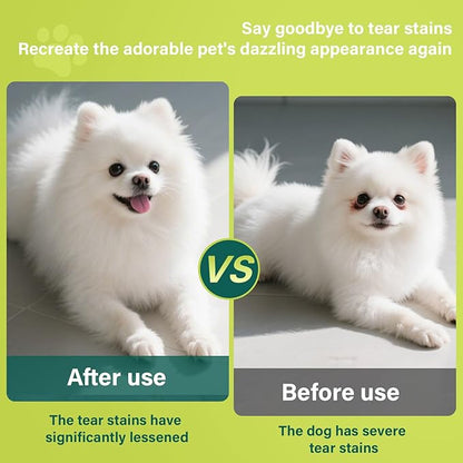 Tear Stain Chews for Dogs - Dog Tear Stain Remover & Supplement with Antioxidant Blend, Vitamin C, Lutein - 120ct Beef Flavor Soft Chews for Eye Health & White Fur Care (ND-038)