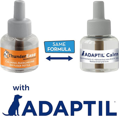 ThunderEase Dog Calming Pheromone Diffuser Refill | Powered by ADAPTIL | Vet Recommended to Relieve Separation Anxiety, Stress Barking and Chewing, and the Fear of Fireworks and Thunderstorms (180 Day