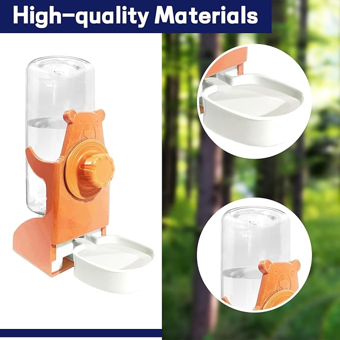 VERTUPET No Mess Bird Feeders with Water Dispenser Automatic Transparent Acrylic Food Container Drinker for Cage Automatic Parrot Feeder Seed Container Cage Accessories (Orange)