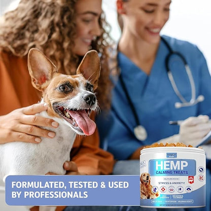 Natural Hеmp Calming Chews for Dogs w/Valerian Root & Melatonin/Hip Joint Health + Mood & Behavior Aid for Fireworks, Thunderstorms, Separation/Tasty Calming Treats 120 ct