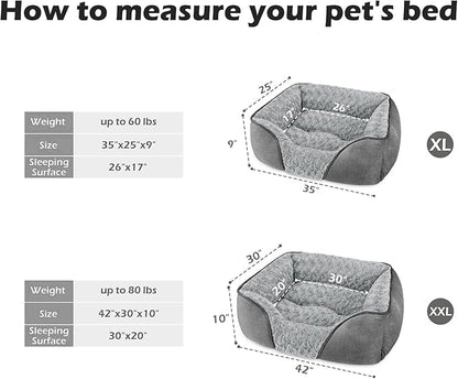 INVENHO XX-Large Dog Bed Rectangle Washable Orthopedic Soft Calming Sleeping Durable Pet Cuddler with Anti-Slip Bottom