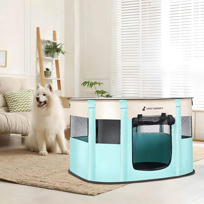 Foldable Pet Playpen,Cat Puppy Playpen,Portable Dog Cage Soft Portable Exercise Kennel Tent,Puppy Kitten Pen Indoors/Outdoors Pet Tent Fence (Medium (32"*24"*22"), Green)