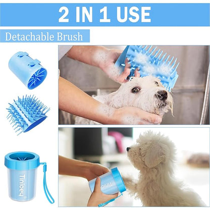 Dog Paw Cleaner for Small Dogs (with 3 Absorbent Towels), Dog Paw Washer, Muddy Paw Cleaner, Pet Foot Cleaner (Small, Blue)