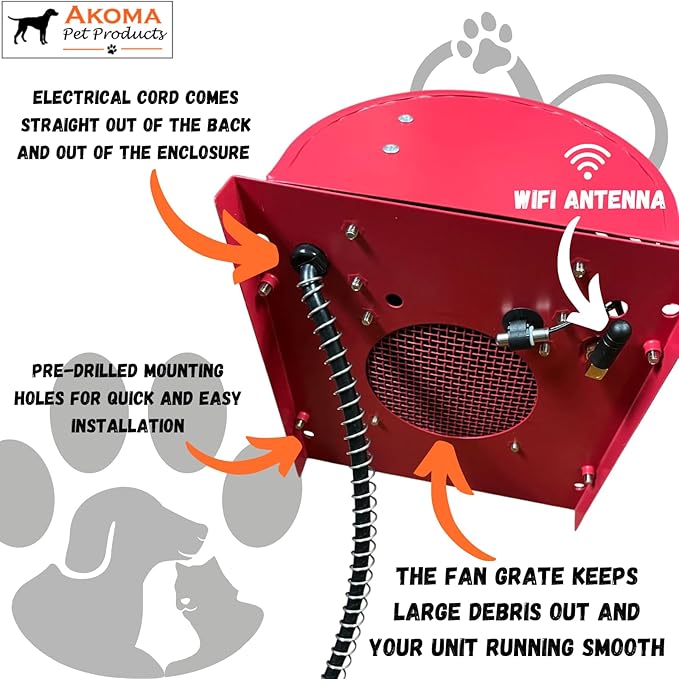 Akoma Hound Heater Dog House Heater, Outdoor Pet Furnace 400w - for Most Dog Houses (400W - WiFi - Camera)