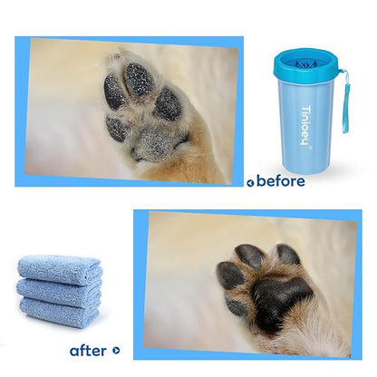 Dog Paw Cleaner for Large Dogs (with 3 Towels & Dog Bath Brush), Dog Paw Washer, Muddy Paw Cleaner, Pet Foot Cleaner
