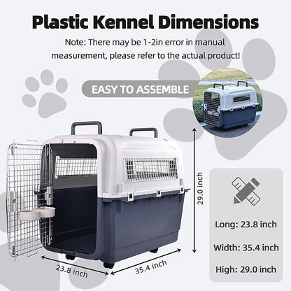 Plastic Kennels, Plastic Dog Crate, Airline Approved Pet Carrier for Dogs and Cats Longer Traveling, XL