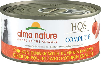 Almo Nature HQS Complete Wet Dog Food Chicken Dinner with Pumpkin 5.5 oz (Pack of 12)