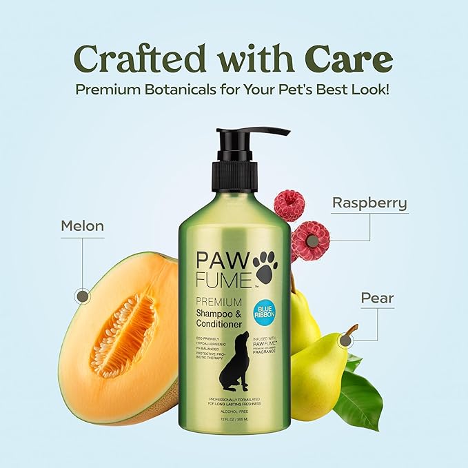 PAWFUME Dog Shampoo and Conditioner, Blue Ribbon, 4-Pack  Nourish & Detangle for a Silky Soft Coat  Probiotic, Deep-Cleaning, pH-Balanced Formula  Puppy Shampoo and Conditioner for All Breeds