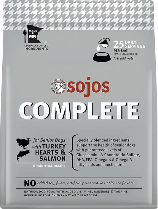 SOJOS Complete Turkey & Salmon Recipe Dehydrated Senior Dog Food, 7 lb, Gray