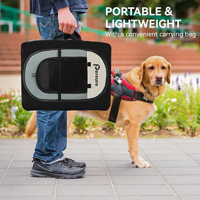 Cat and Dog Playpen Indoor/Outdoor for Puppy Pet Travel and Recovery After Surgery, Enclosure Tent Crates Cage, Portable Pop Up Kennel With Carrying Case (Grey, Small)