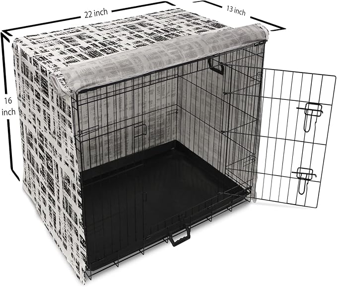 Ambesonne Black and White Dog Crate Cover, Watercolor Stained Pattern Tie Dye Digital Print Shibori Inspired Hippie, Easy to Use Pet Kennel Cover for Small Dogs Puppies Kittens, 22 Inch, White Black