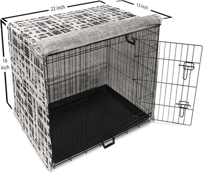 Ambesonne Black and White Dog Crate Cover, Watercolor Stained Pattern Tie Dye Digital Print Shibori Inspired Hippie, Easy to Use Pet Kennel Cover for Small Dogs Puppies Kittens, 22 Inch, White Black