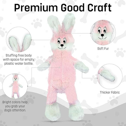 FGA MARKETPLACE Pink Rabbit- Duck Flat NO Stuffing NO Squeak Plush Dog Toy, Funny Style Will Entertain Your Dog for Hours, Recommended for Small and Medium Dog 21 INCH Long