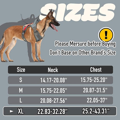 PETAGE Tactical Dog Harness for Small Medium Large Dogs No Pull Adjustable Soft Padded Dog Vest Reflective No-Choke Pet Oxford Vest with Easy Control Pet Vest Military Service Dog Harnesses(Grey XL)