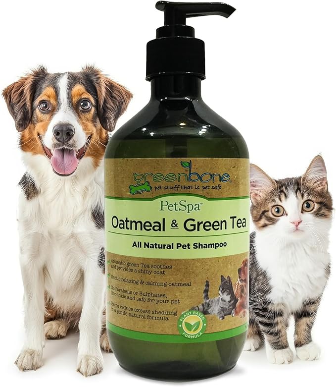 Pet Spa All-Natural Plant-Based Shampoo - Oatmeal & Green Tea - Naturally Deodorizing - Relaxing & Calming