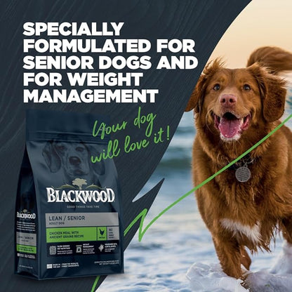 Blackwood Lean/Senior Dry Dog Food, Chicken Meal with Ancient Grains, 4.5 Pound Bag for Weight Management and Muscle Mass Maintenance