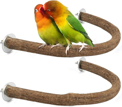 Rypet 2PCS Natural Wood Bird Perches for Cage,Wooden Parakeet cage Accessories,Parakeets Stand Perch,U Shape Parrot Perch Bird Stand Toys for Parakeet, Conure, Cockatiel, Budgie, Lovebirds S