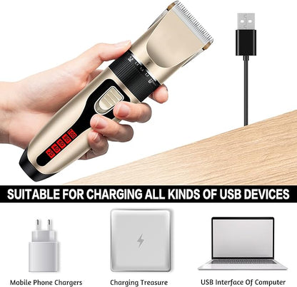 Dog Grooming Kit & Paw Trimmer-Low Noise Electric Quiet Clippers Set, Rechargeable Cordless Pet Hair Clippers for Thick Coats with Scissors & Trimmer -Professional Grooming Tools for Dogs, Cats, Pets