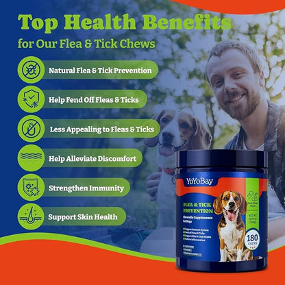 Flea and Tick Prevention for Dogs Chewable - Duck & Pear Flavor - Dog Flea and Tick Treatment Chewable, Natural Defense- Dog Immune Support Supplement, 2 Pack
