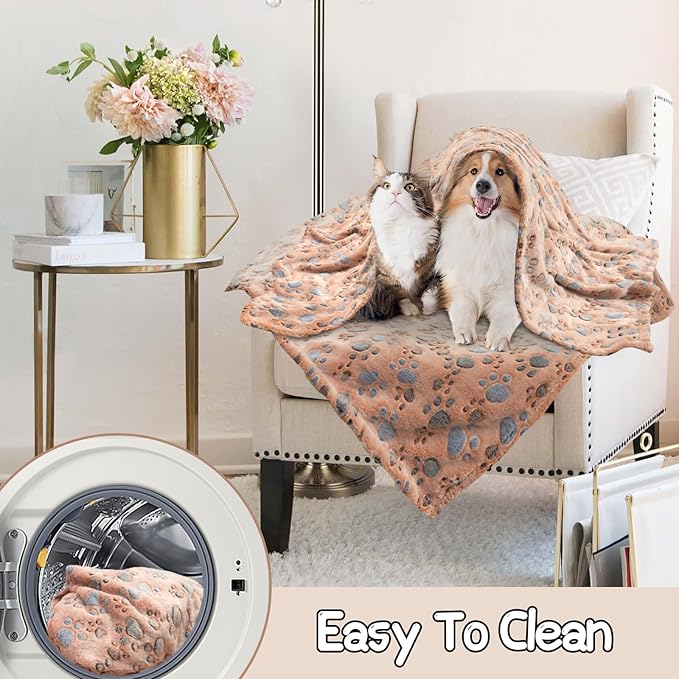 Dog Blankets for Dogs, 3 Pack Large Blanket Medium Dog Cat Soft Fuzzy Blankets Washable,Comfort Flannel,Fuzzy Soft Blankets for Dogs,Pet Blanket,Reversible Cow Print,41 x 31 inchï¼_lue