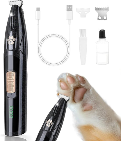 Dog Paw Trimmer with LED Display, 2 Speed Low Noise Clippers for Grooming, 20 mm Widen Blade Pet Hair Trimmer with LED Light, Cat & Dog Grooming Kit for Paws, Eyes, Ears, Face, Rump