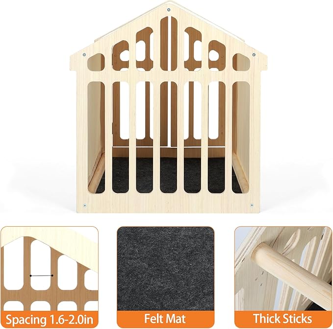 Dog House Indoor for Small Dogs & Medium Dogs 30_x21_x24_, Wooden Board & Oxford Fabric & Felt Mat, Lockable Door, Easy Assembly, Wooden Color