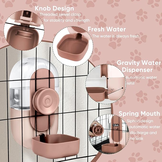 28oz Hanging Automatic Water Dispenserï¼_abbit Water Bottle,Bunny Guinea Pig Ferret Water Bowl for Cage,Suitable for Small Animal Puppies(Cage Grid Spacing Over 1.2'')