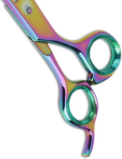 Dog Hair Scissors for Grooming - 7.5 Inch Straight Rainbow - Beautiful, Comfortable, Ergonomic, Professional, Durable, Sharp - Cutting Sheers