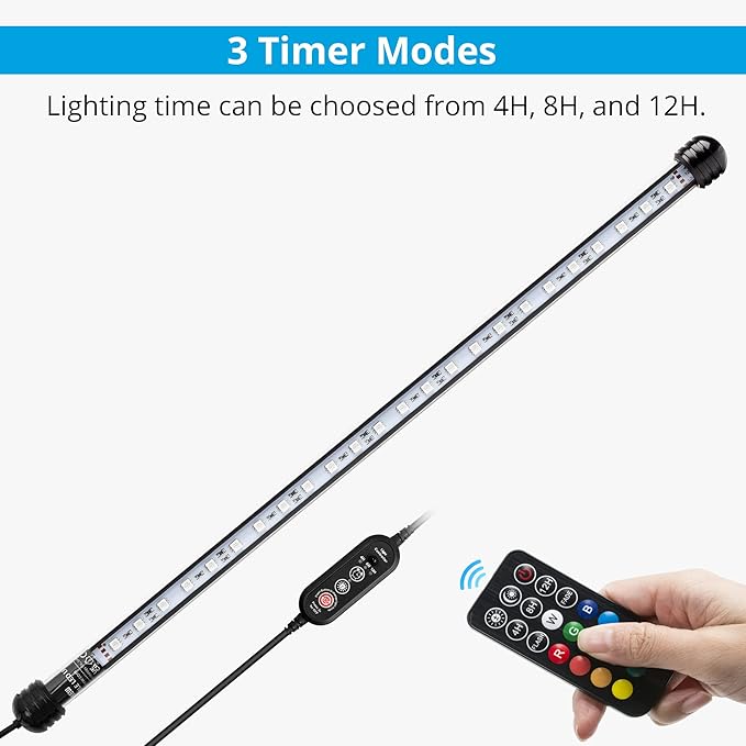 NICREW LED Aquarium Light, 19 Inches Submersible Fish Tank Light, Waterproof Underwater Light with Multicolor Option