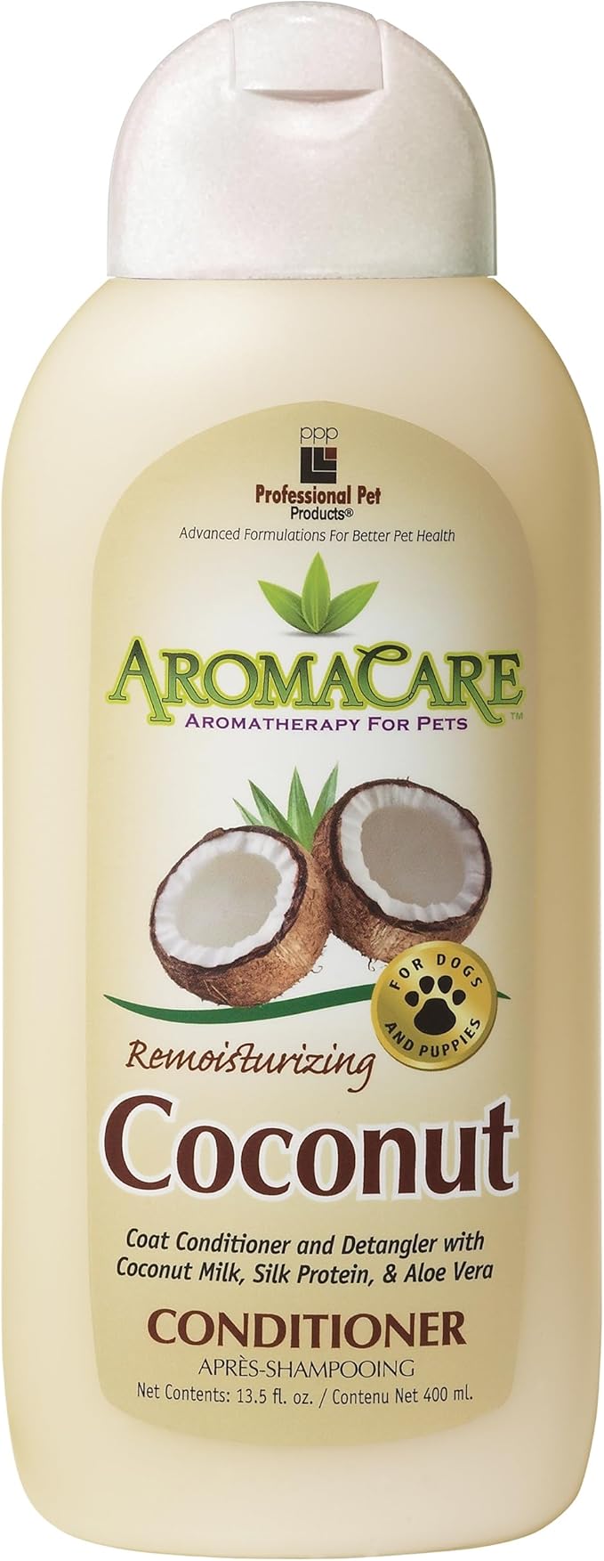 PPP AromaCare Coconut Milk Conditioner for Dogs with Sensitive Skin - Moisturizing & Rejuvenating - Naturally Repairs Coats - 13.5 fl oz.