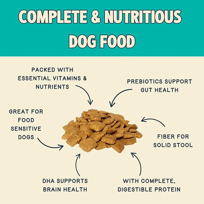 Jiminy's Cravin' Cricket Dry Dog Food, Sensitive Stomach, Improved Gut Health, Probiotic & Prebiotic, Hypoallergenic, Lower Carbon Footprint, Made in USA, 24lb Bag (Pack of 1)