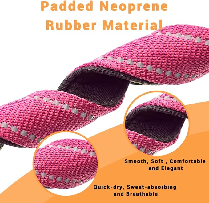 2 Pack Reflective Dog Collar with Safety Locking Buckle, Adjustable Soft Breathable Comfortable Nylon Pet Collar for Small, Medium and Large Dogs, Hotpink, M