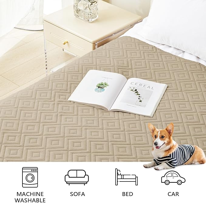 hyha Waterproof Dog Blanket, Soft Pet Bed Blankets, Waterproof Sofa Couch Cover for Dogs Washable, Reversible Pet Couch Covers for Sofa Furniture (52x82 Inch, Taupe/Beige)
