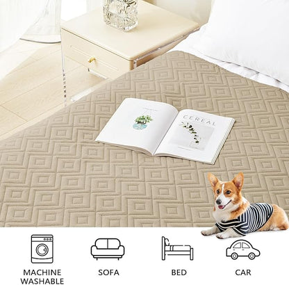 hyha Waterproof Dog Blanket, Soft Pet Bed Blankets, Waterproof Sofa Couch Cover for Dogs Washable, Reversible Pet Couch Covers for Sofa Furniture (82x82 Inch, Taupe/Beige)