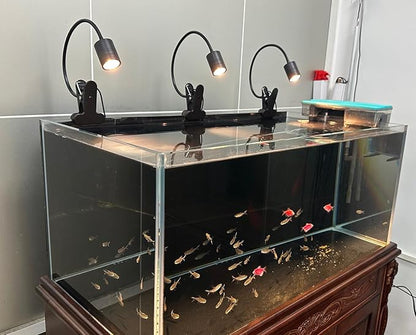 LED Aquarium Light, 4W Clip-on Fish Tank Lamp, 3 Colors, 17.8 Inch Flexible Arm, Full Spectrum for Plants and Coral