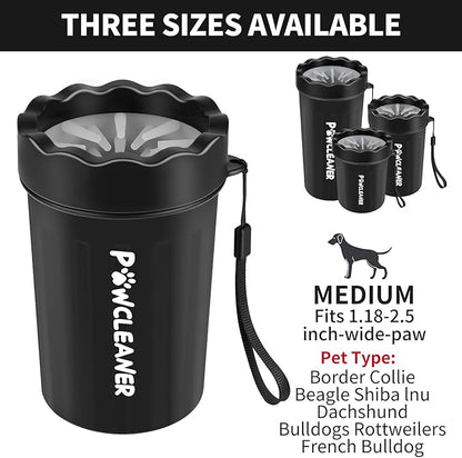 Dog Paw Cleaner for Dogs, (with 3Pcs Absorbent Towels & Adjustable Dog Bath Brush) Dog Paw Washer,Buddy Muddy Pet Foot Cleaner (Black, Medium)