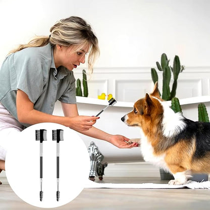 2 Pcs Double-Sided Grooming Comb - Tear Stain Remover and Eye Cleaning Brush for Dogs and Cats