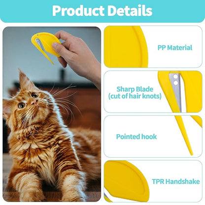 6 Pcs Pet Multifunctional Knotting Comb for Dogs, Cats, Puppies, and Rabbits, Plastic Grooming Comb for Hair Shedding and Tangle Removal