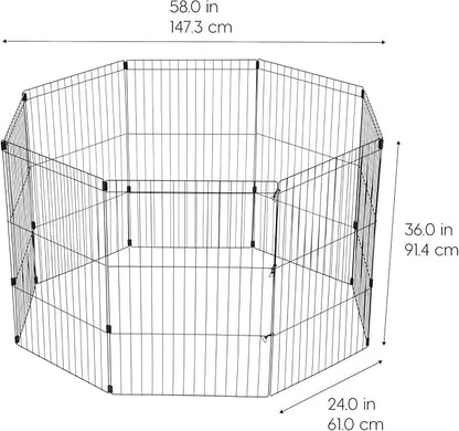 Bundle of IRIS USA Pee Pad Holder, XL Dog Pad Holder with Secured Latches, Non-Skid Feet, Leak Protection + IRIS USA 8-Panel 36" Metal Dog Playpen, Indoor/Outdoor, Foldable, Black