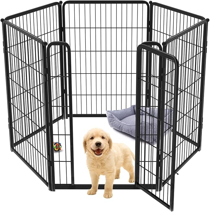 FXW Homeplus Dog Playpen for Indoor Use - Stress-Free and Safe Play, Heavy Duty 40 Inch 6 Panels Dog Pen for Medium and Large Dogs, Black_atented