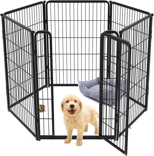 FXW Homeplus Dog Playpen for Indoor Use - Stress-Free and Safe Play, Heavy Duty 40 Inch 6 Panels Dog Pen for Medium and Large Dogs, Black_atented