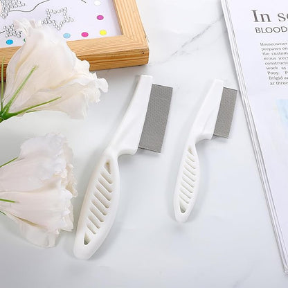 2 Pcs Dog Hair Comb Pet Grooming Combs for Flea and Tear Stain Removal Multifunctional Stainless Steel Comb Dematting Tool for Dogs and Cats Body