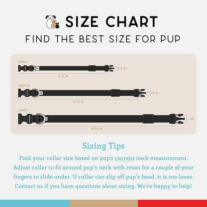 Dog Collar, Lightweight, Heavy Duty Dog Collar with Buckle, Fabric Pet Collar, Breathable & Adjustable Puppy Collar, Dog Collars for Medium Dogs (Black, Medium - 10-16 Inch) - Wildebeest