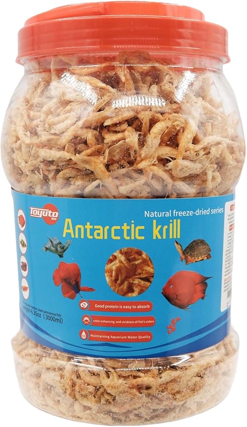 Premium Freeze-Dried Krill & Shrimp Mix Ideal for Arowana, Koi, Tropical Cichlids, and Turtles High Protein Floating Aquarium Food (1000ml)