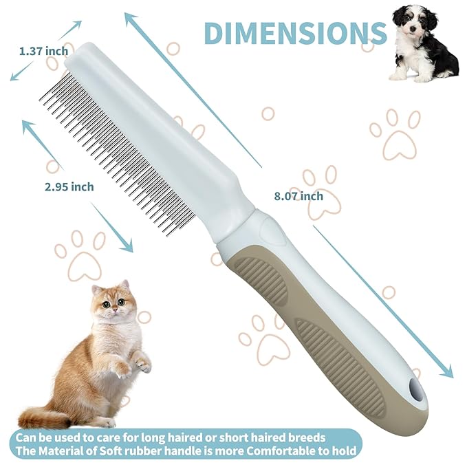 ROPO 2pcs dog brush & 2in1 pet grooming comb for dogs and cats