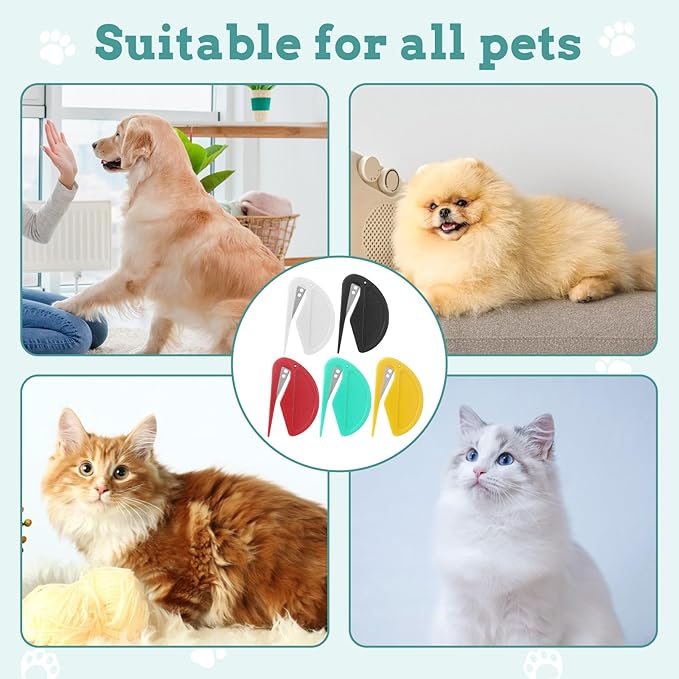 5 Pieces Colorful Pet Knotting Comb Set, Small Plastic Cat Hair Removal Tool, Multifunctional Dematting Comb for Dogs Grooming Removing Loose Tangled Supplies (5)