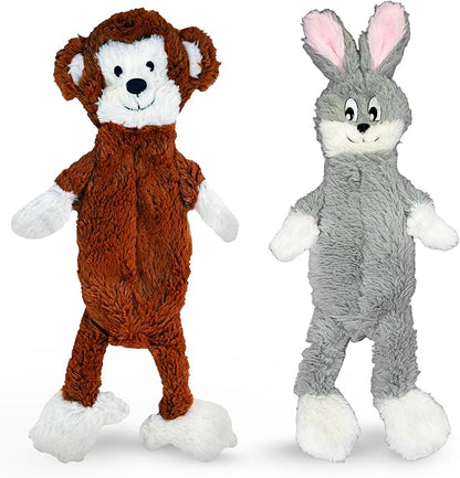 FGA MARKETPLACE Monkey-Grey Rabbit Flat NO Stuffing NO Squeak Plush Dog Toy, Funny Style Will Entertain Your Dog for Hours, Recommended for Small and Medium Dog 21 INCH Long